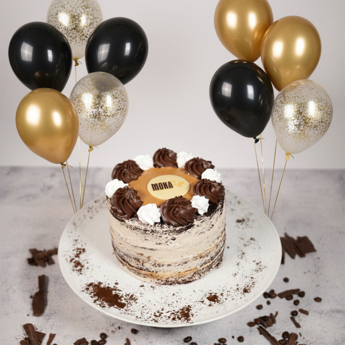 Classic Vanilla Chocolate Cake & Helium Balloons Combo 🍦