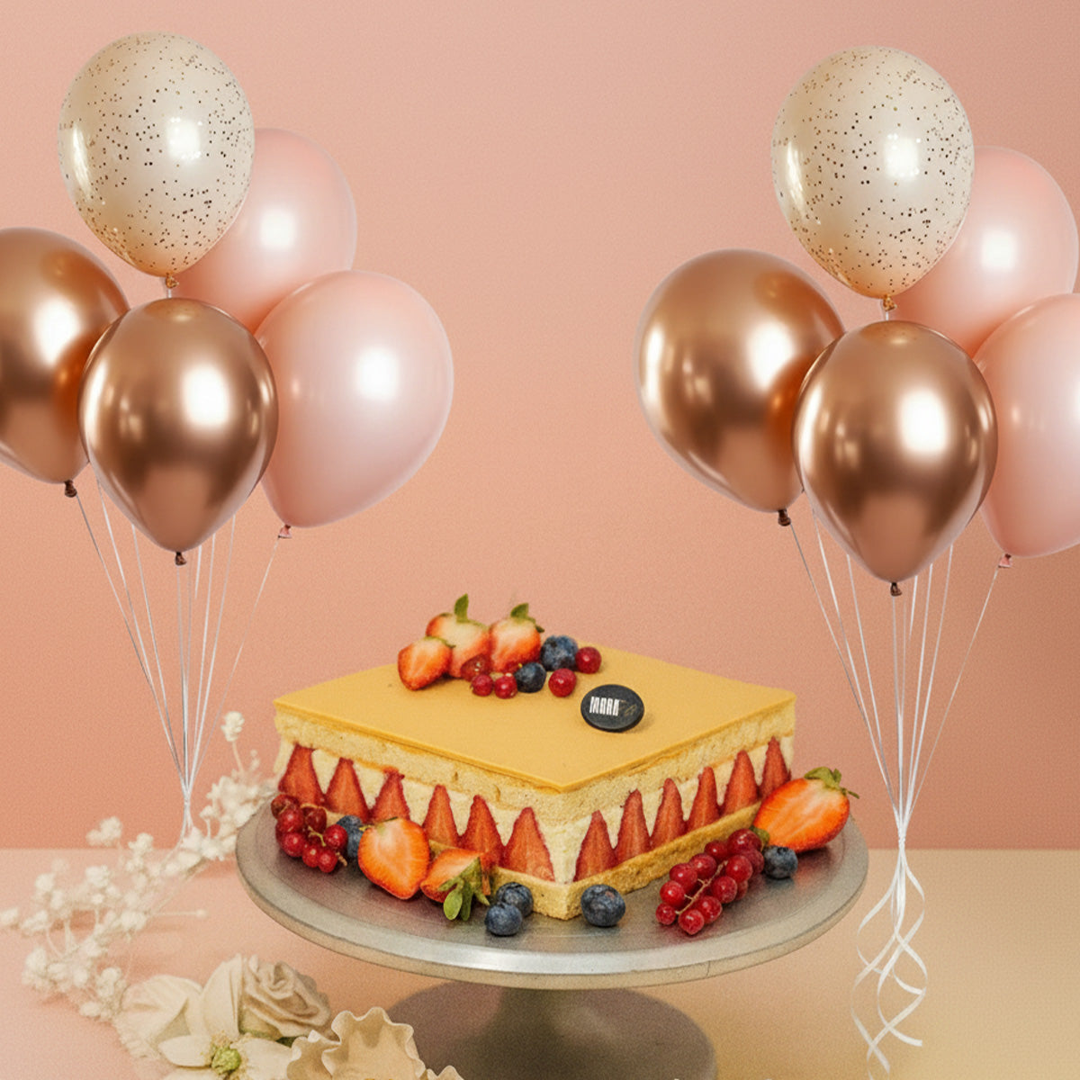 Strawberry Short Bliss Cake & Helium Balloons Combo π