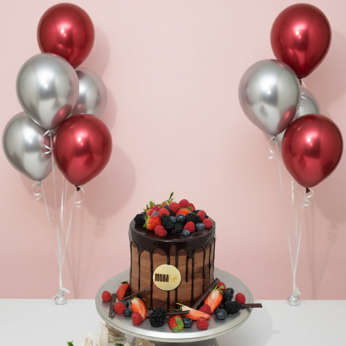 Chocolate Berry Dream Cake & Helium Balloons Combo 🍫