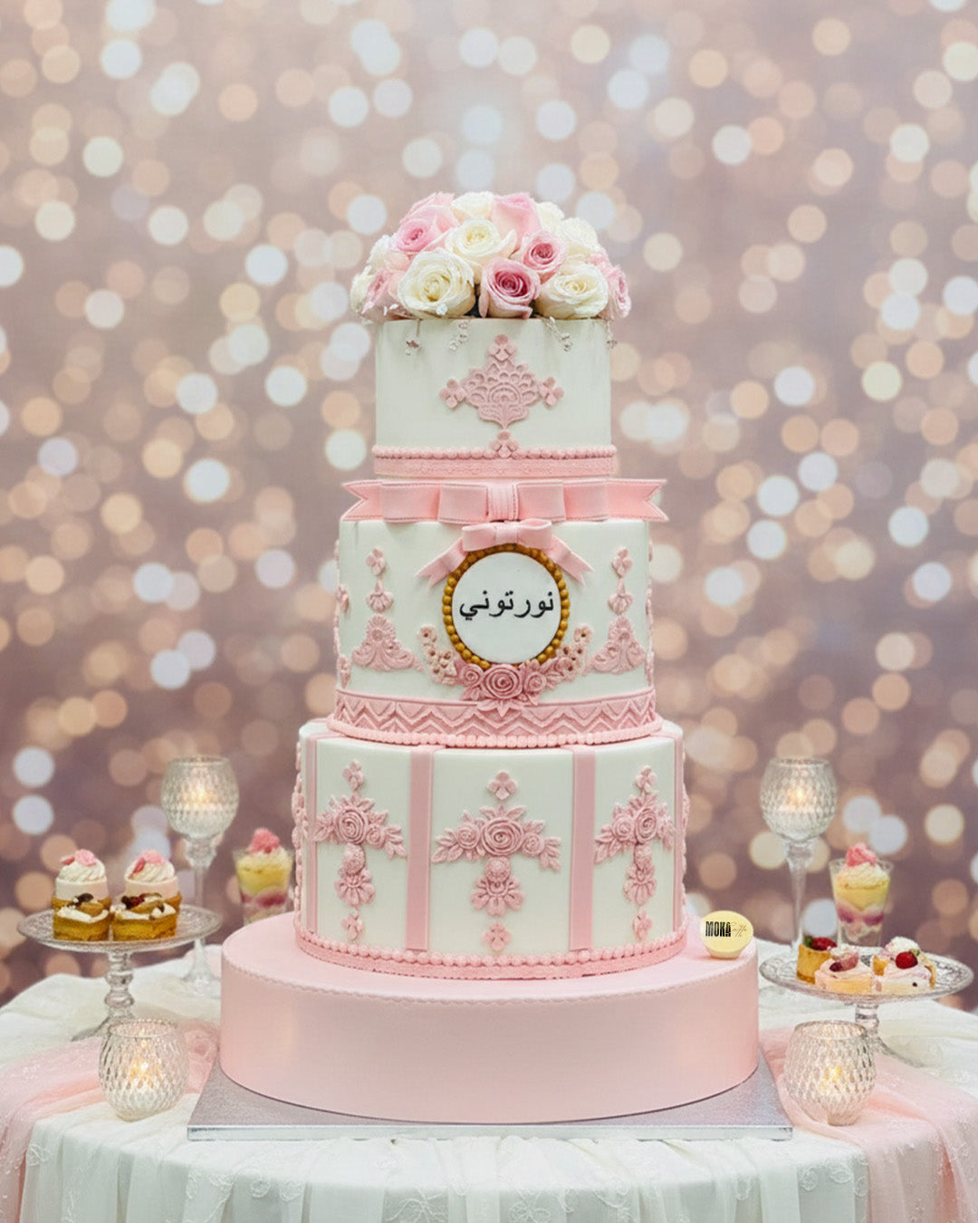 Pink and Roses Cake Design