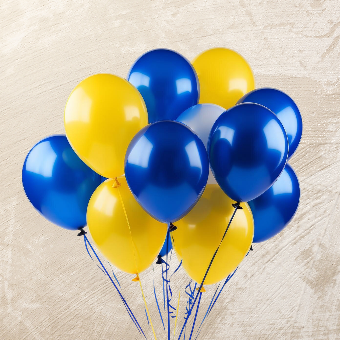Metallic Blue & Yellow Helium Color Balloons