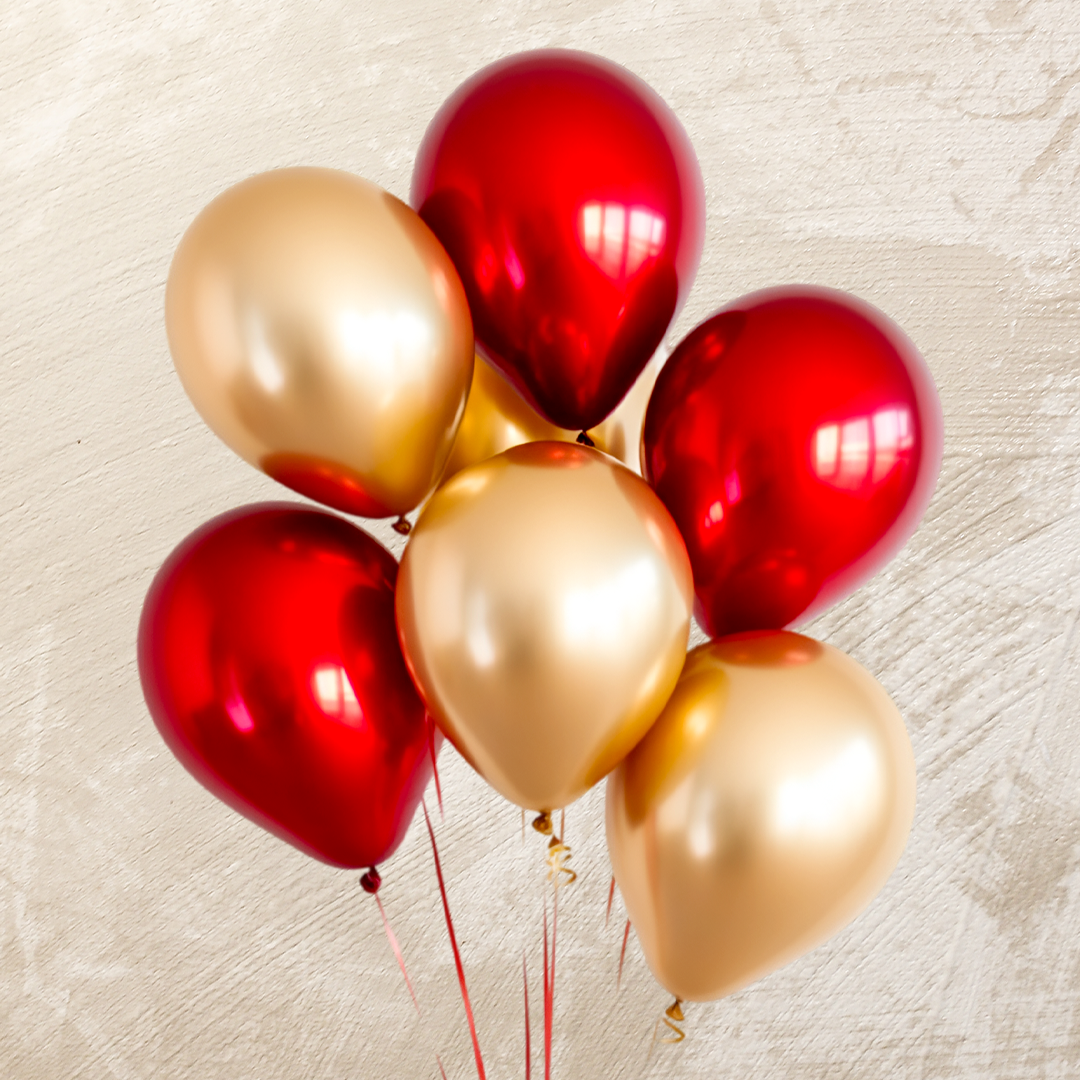 Metallic Red & Gold Helium Color Balloons