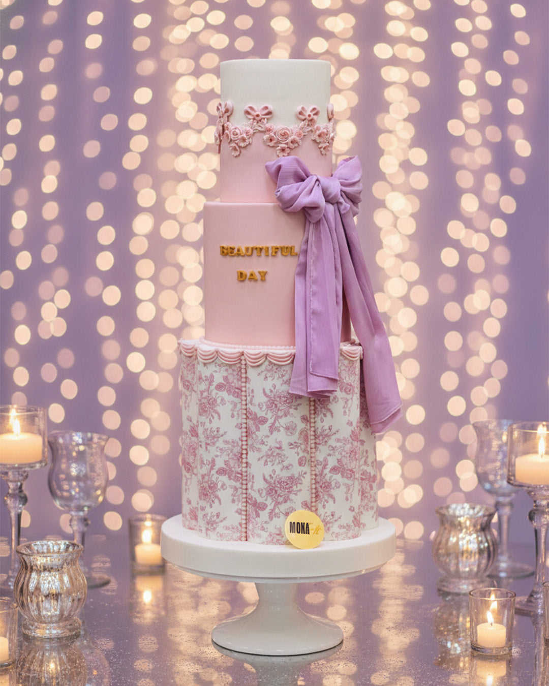 Ribbon & Girly Pink Cake Design