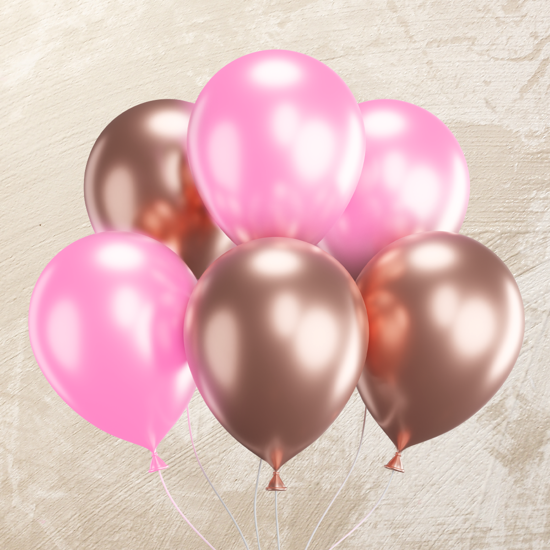 Metallic Rose Gold & Pink Helium Color Balloons