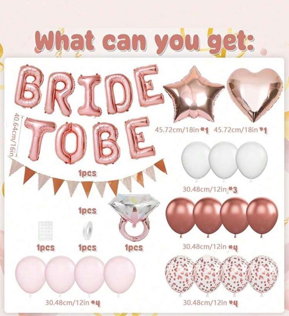 Bride-to-Be Balloons Set (Rose Gold)