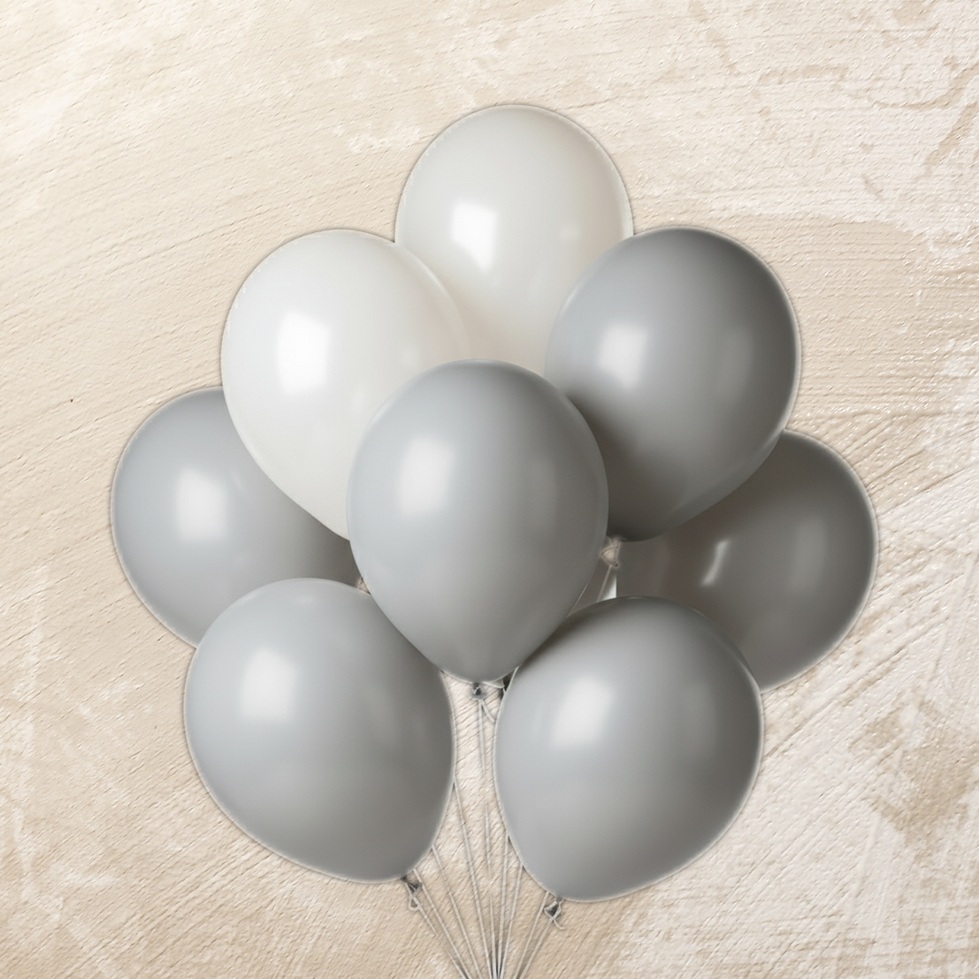 White & Gray Helium Color Balloons