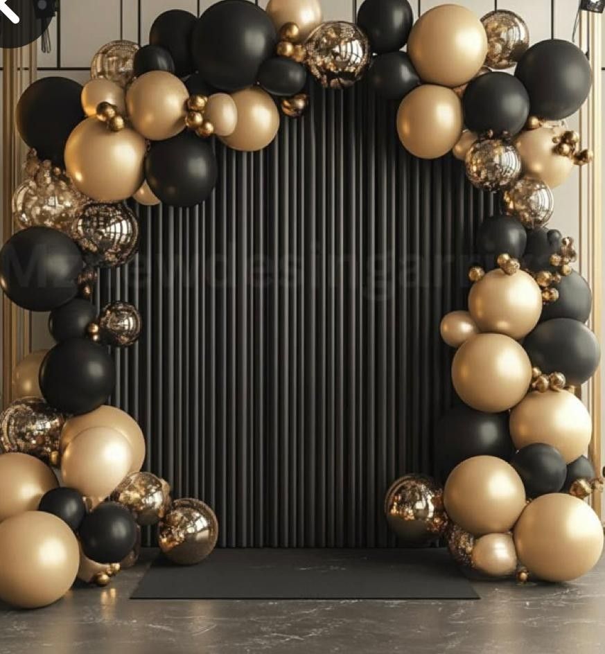Black & Gold Theme Balloon Set