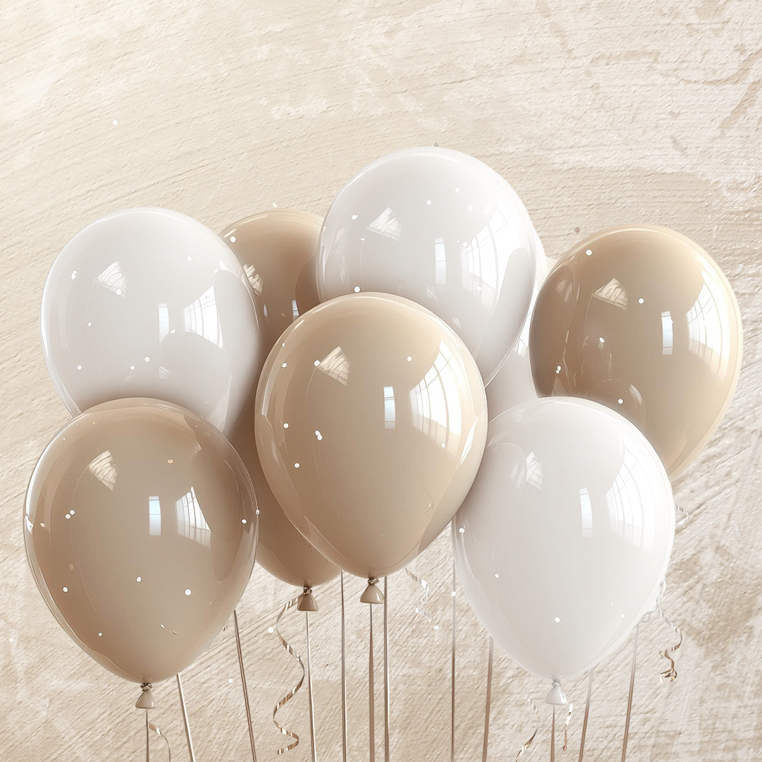 Beige & White Helium Color Balloons