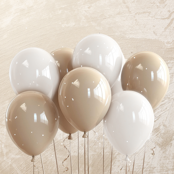 Beige & White Helium Color Balloons