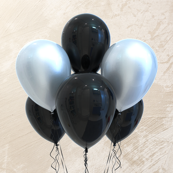 Metallic Silver & Black Helium Color Balloons
