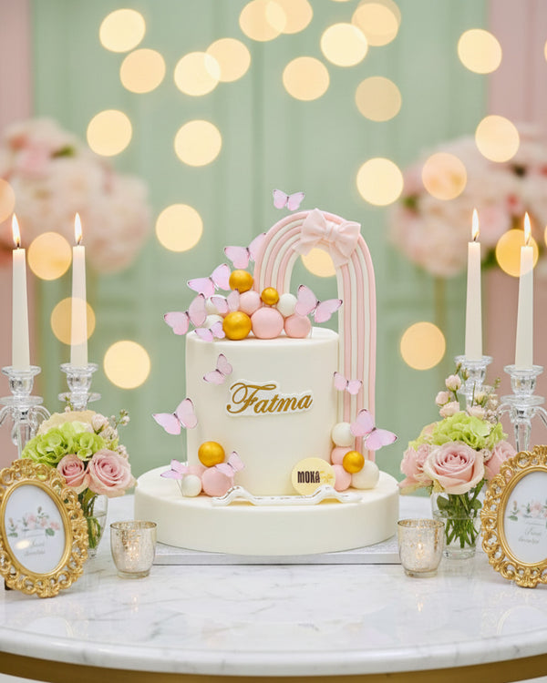 Butterfly Light Pink Cake Design
