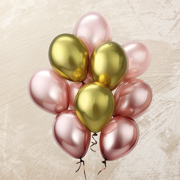 Metallic Gold & Rose Gold Helium Color Balloons