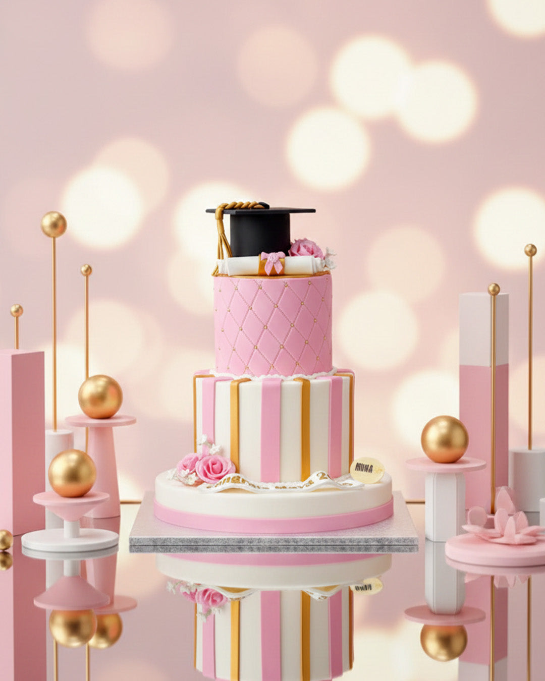 Graduation Pink Cake Design