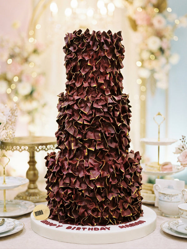 Red Ribbon Cake Design