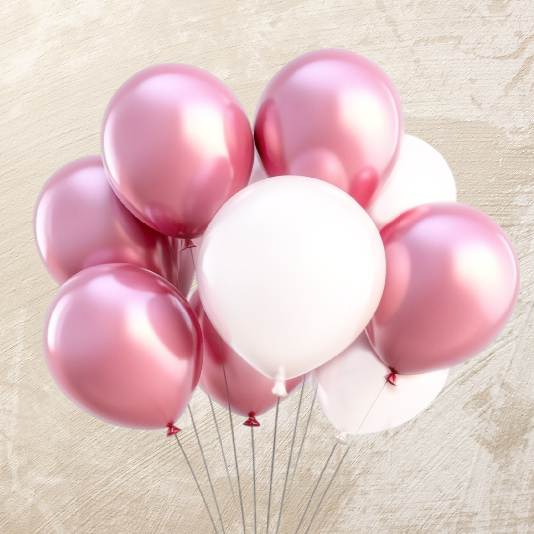 Metallic Light Pink & White Helium Color Balloons