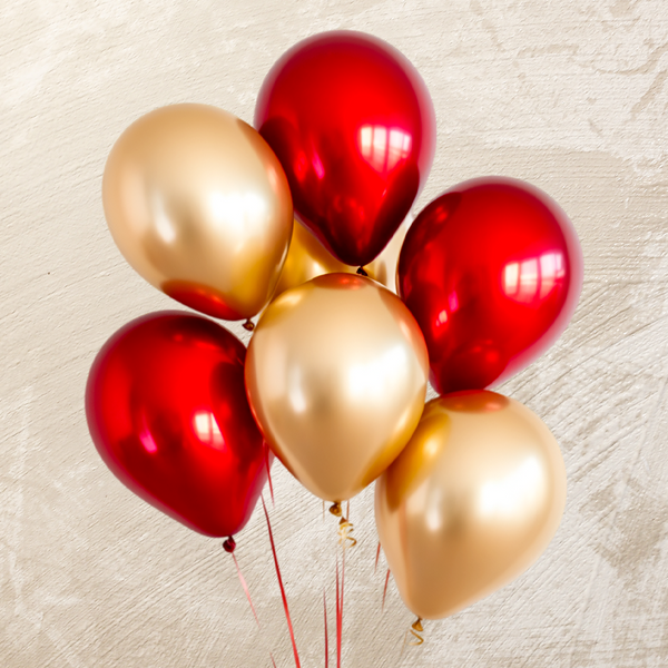 Metallic Red & Gold Helium Color Balloons