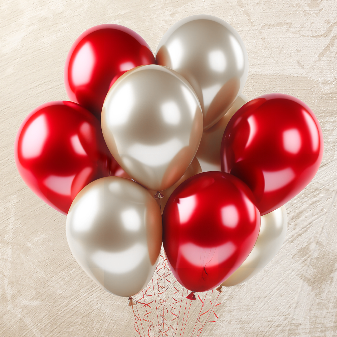 Metallic Red & Silver Helium Color Balloons