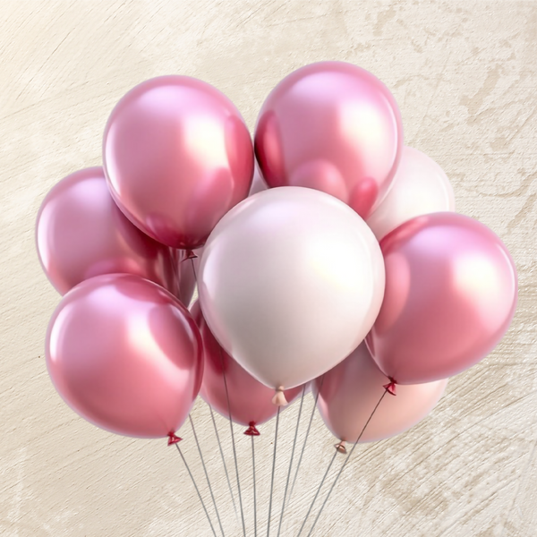 Metallic Rose Gold & Baby Pink Helium Color Balloons