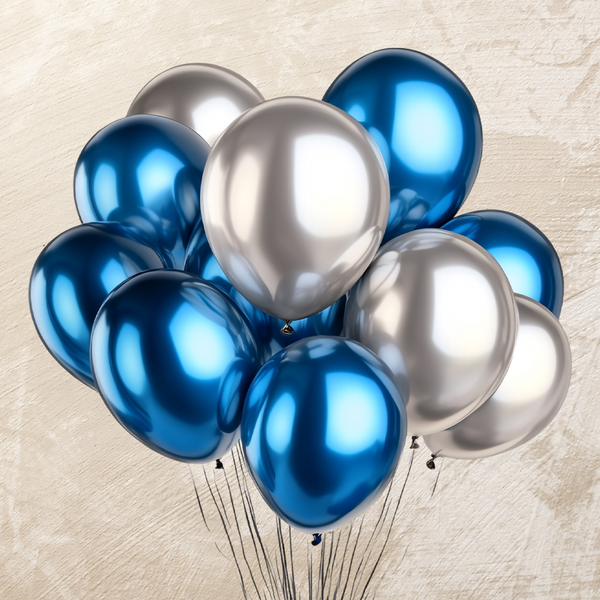Metallic Blue & Silver Helium Color Balloons
