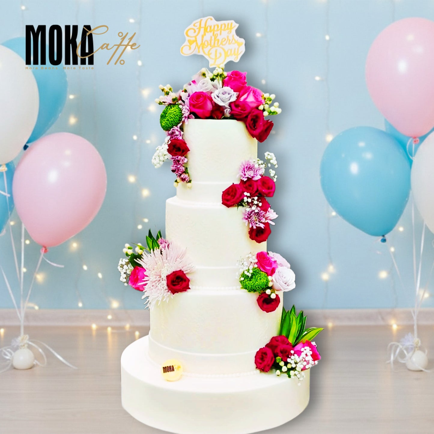 Tier White Cake with Flower Cake Design