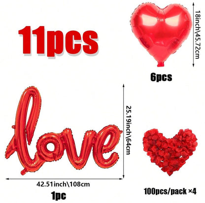 Love Balloons Set with Artificial Rose Petals