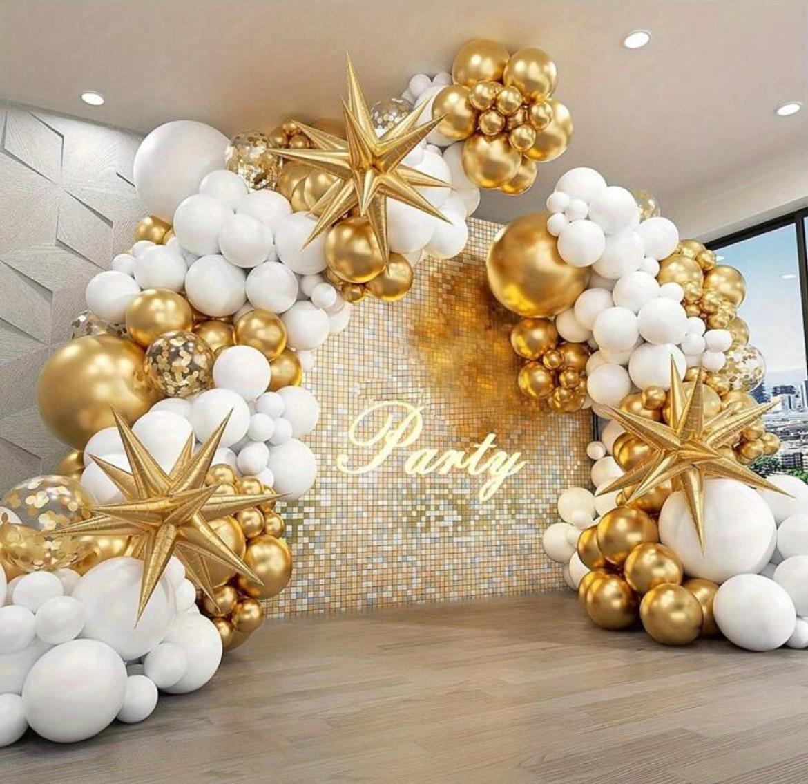 Gold and White Balloons Set