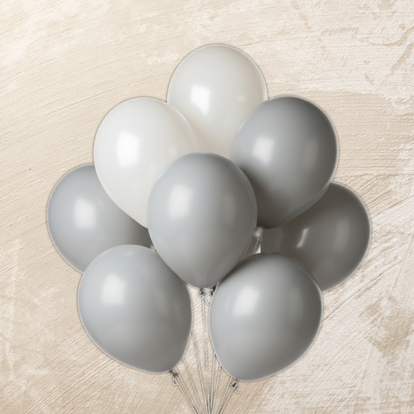 White & Gray Helium Color Balloons