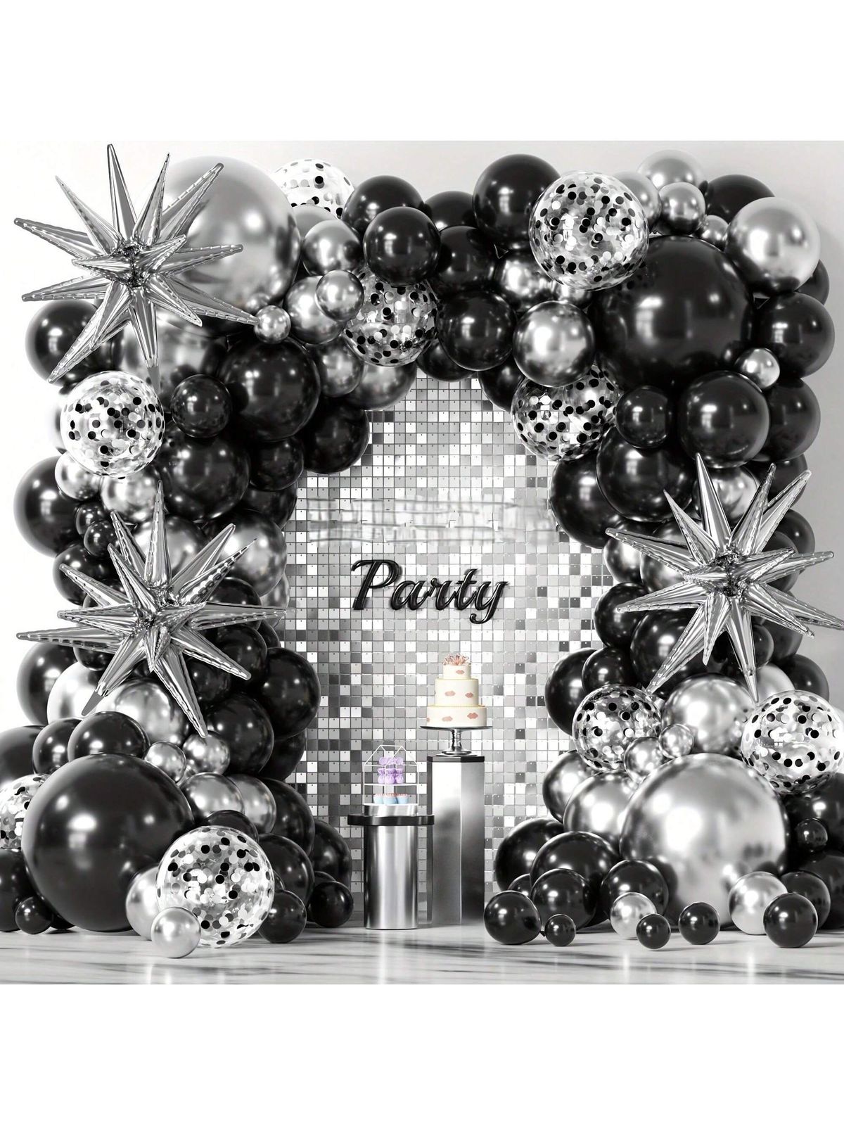 Black & Silver theme Balloon Set